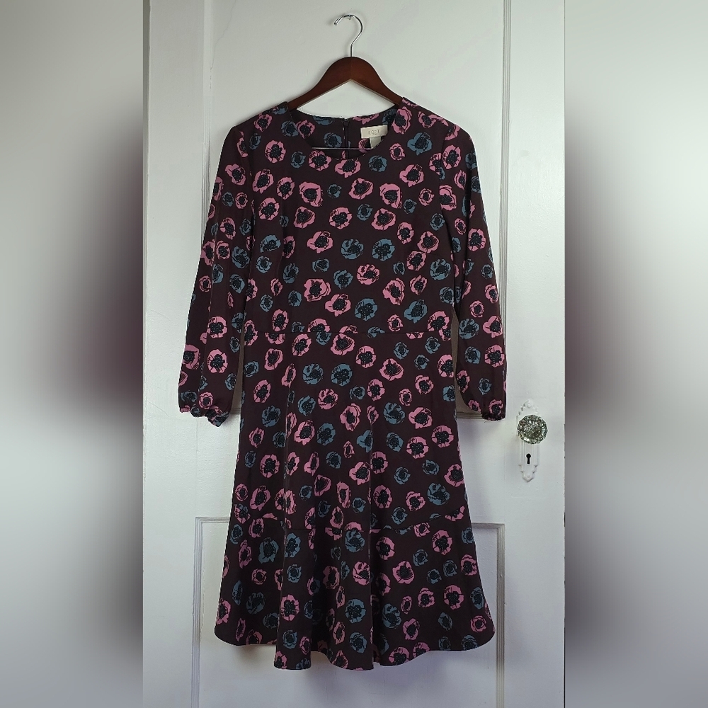 Loft Outlet Maroon Floral Dress 8